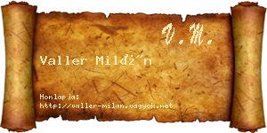 Valler Milán névjegykártya