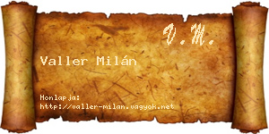Valler Milán névjegykártya